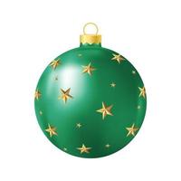 brinquedo de árvore de natal verde com ilustração de cor realista de estrelas douradas vetor