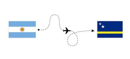 voo e viagem da argentina para curaçao pelo conceito de viagem de avião de passageiros vetor