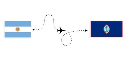 voo e viagem da argentina para guam pelo conceito de viagem de avião de passageiros vetor