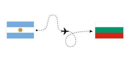 voo e viagem da argentina para a bulgária pelo conceito de viagem de avião de passageiros vetor