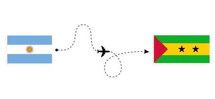 voo e viagem da argentina para são tomé e príncipe pelo conceito de viagem de avião de passageiros vetor