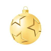 brinquedo de árvore de natal amarelo com ilustração de cor realista de estrelas douradas vetor
