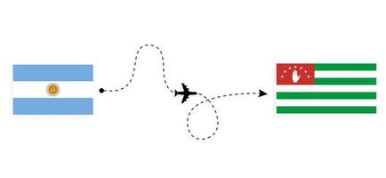 voo e viagem da argentina para a abkhazia pelo conceito de viagens de avião de passageiros vetor