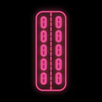 sinal de néon médico digital roxo luminoso brilhante para uma farmácia ou loja hospitalar linda brilhante com pílulas e cápsulas em um fundo preto. ilustração vetorial vetor