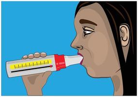 um paciente usando um medidor de fluxo de pico vetor