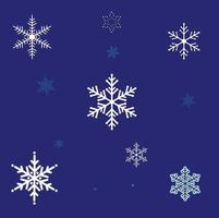 ilustração vetorial de fundo flocos de neve definir modelo de padrão isolado em fundo azul vetor