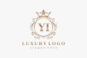 modelo de logotipo de luxo real da letra inicial yi em arte vetorial para restaurante, realeza, boutique, café, hotel, heráldica, joias, moda e outras ilustrações vetoriais. vetor