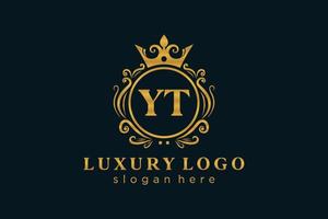 modelo de logotipo de luxo real carta inicial yt em arte vetorial para restaurante, realeza, boutique, café, hotel, heráldica, joias, moda e outras ilustrações vetoriais. vetor