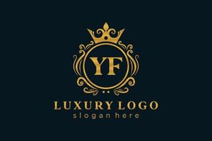 modelo de logotipo de luxo real carta inicial yf em arte vetorial para restaurante, realeza, boutique, café, hotel, heráldica, joias, moda e outras ilustrações vetoriais. vetor