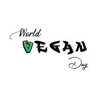 feliz dia mundial do vegano saudações em um fundo branco vetor