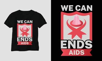 design de camiseta do dia mundial da aids com cores vermelhas e rosa e fita de sinal de aids, preservativo vetor