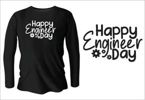 feliz dia do engenheiro design de camiseta com vetor