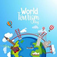 banner de celebração do dia mundial do turismo vetor