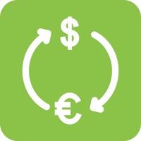 ícone de fundo redondo de glifo de dólar para euro vetor