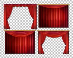 conjunto luxuoso de cortinas vermelhas vetor