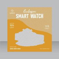 venda de produtos de relógio inteligente e design de modelo de banner de anúncio de mídia social promocional vetor