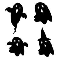 conjunto de diferentes silhuetas de personagens fantasmas de halloween. ilustração vetorial vetor