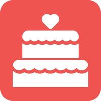 bolo de casamento i ícone de fundo redondo glifo vetor