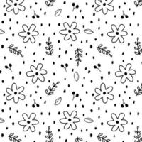 doodle floral sem costura de fundo vetor