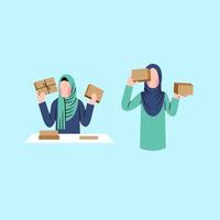 vendedor online usando hijab vetor