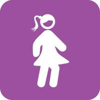 menina andando glifo redondo ícone de fundo vetor
