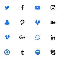 conjunto de mídia social preto e azul vetor