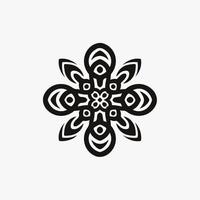 logotipo de símbolo de flor tribal mandala preta sobre fundo branco. desenho de tatuagem de decalque de estêncil. ilustração vetorial plana. vetor