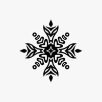 logotipo de símbolo de flor tribal mandala preta sobre fundo branco. desenho de tatuagem de decalque de estêncil. ilustração vetorial plana. vetor