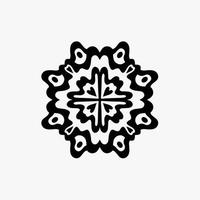 logotipo de símbolo de flor tribal mandala preta sobre fundo branco. desenho de tatuagem de decalque de estêncil. ilustração vetorial plana. vetor
