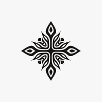 logotipo de símbolo de flor tribal mandala preta sobre fundo branco. desenho de tatuagem de decalque de estêncil. ilustração vetorial plana. vetor