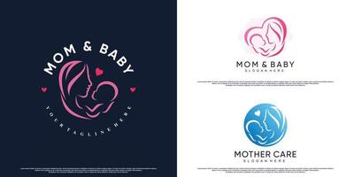 pacote de design de logotipo de ícone de mãe e bebê com vetor premium de conceito exclusivo