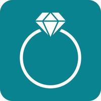 ícone de fundo redondo glifo de anel de diamante vetor