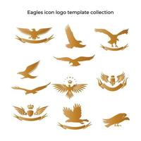 silhuetas de ouro do modelo de coleções de águia para crachá, logotipo, símbolo, emblema. vetor eps 10