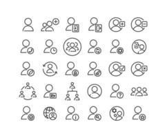 conjunto de ícones de contorno de usuários vetor