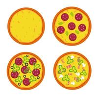 pizza inteira com sabores diferentes. ilustração de fast-food vetor