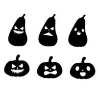 conjunto de silhuetas diferentes personagem abóbora halloween. ilustração vetorial vetor