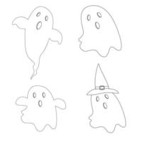 um conjunto de contorno de personagem fantasma de halloween diferente. ilustração vetorial vetor