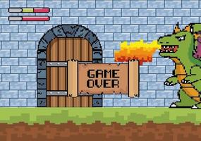 jogo sobre cena de videogame com dragão vetor