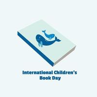 dia internacional do livro infantil. simples e elegante. para histórias e cartazes vetor