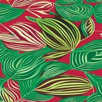 ilustração vetorial de selva com padrão de folhas tropicais. estampa de verão na moda. padrão sem emenda exótico. folhas tropicais turquesas e verdes. papel de parede exótico da selva. vetor