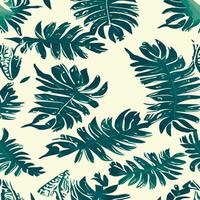 ilustração vetorial de selva com padrão de folhas tropicais. estampa de verão na moda. padrão sem emenda exótico. folhas tropicais turquesas e verdes. papel de parede exótico da selva. vetor