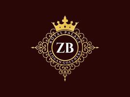 letra zb antigo logotipo vitoriano de luxo real com moldura ornamental. vetor