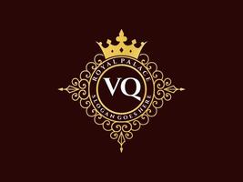 carta vq antigo logotipo vitoriano de luxo real com moldura ornamental. vetor