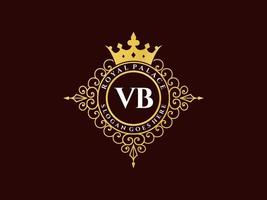 letra vb antigo logotipo vitoriano de luxo real com moldura ornamental. vetor