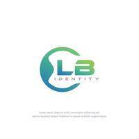 lb carta inicial vetor de modelo de logotipo de linha circular com mistura de cores gradiente