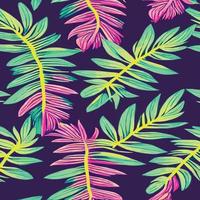 ilustração vetorial de selva com padrão de folhas tropicais. estampa de verão na moda. padrão sem emenda exótico. folhas tropicais turquesas e verdes. papel de parede exótico da selva. vetor