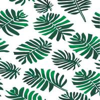 ilustração vetorial de selva com padrão de folhas tropicais. estampa de verão na moda. padrão sem emenda exótico. folhas tropicais turquesas e verdes. papel de parede exótico da selva. vetor