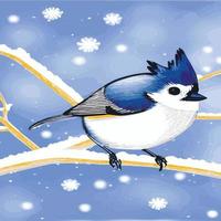 vetor realista ilustração vetorial detalhada ramos de pássaros de inverno. elementos de design de inverno natal, feriados. ramo sentado. fundo de inverno. galho de árvore sem folhas com pássaros voando.
