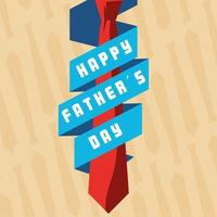 cartão de feliz dia dos pais com gravata e fita vetor