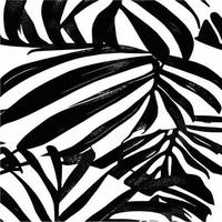 folhas exóticas sem costura padrão em preto e branco. fundo decorativo elegante vetor abstrato. folhas de palmeira tropical, padrão floral de vetor sem costura de folha de selva. papel de parede estilo tropical grunge.